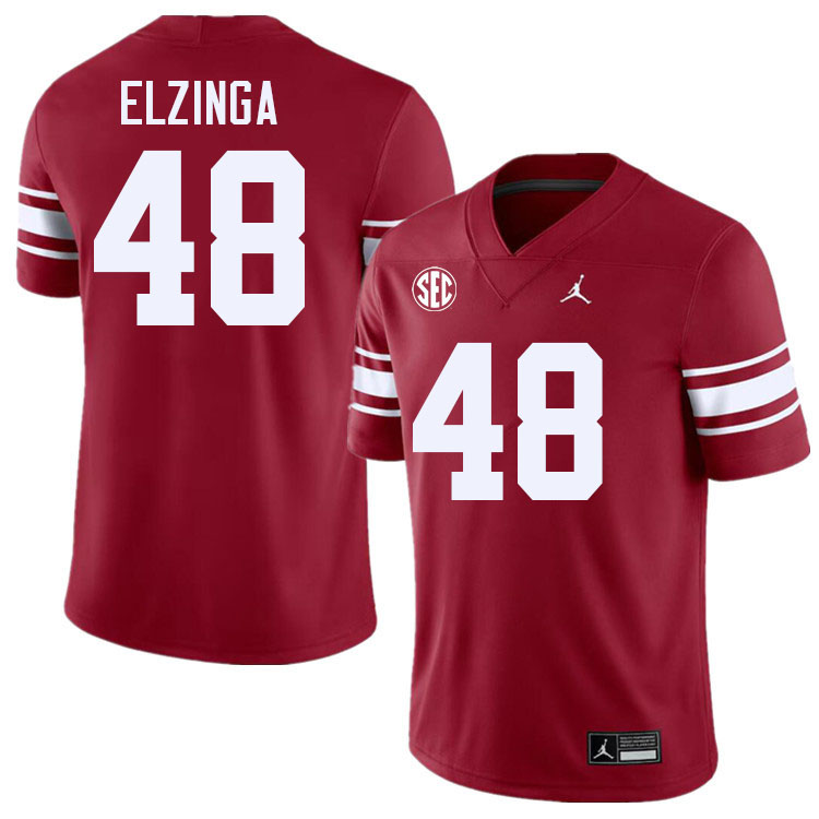 Men #48 Luke Elzinga Oklahoma Sooners 2024 SEC Conference College Football Jerseys-Throwback